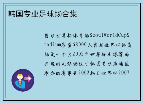 韩国专业足球场合集